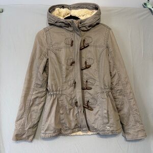 Y2K Abercrombie & Fitch Womens Sherpa Lined Coat Medium Military Utility READ